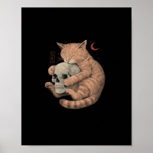 死ぬまで一緒にパーティーしよう 猫のドクロ クラシック ポスター