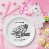 死ぬまで一緒に スケルトンハンド(クリーム)クラス ペーパープレート (パーティー)