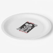 死ぬまで一緒のウェディングスケルトンカップル ヴェール付き ペーパープレート (アングル)