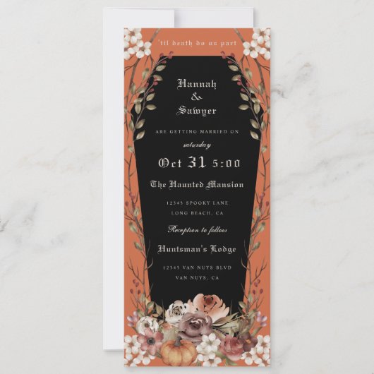 死ぬまで一緒のハロウィン結婚式棺型招待状 招待状 (正面)