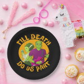 死ぬまで一緒！ハロウィンのためのユーモアデザイン ペーパープレート (パーティー)