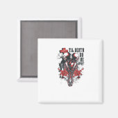 死ぬまで一緒 - ミニマリスト骸骨アート 女性 マグネット (正面/裏面)