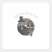 死ぬまで一緒 - 新婚ドクロ夫婦 スクエアシール (正面)