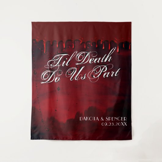 死ぬまで一緒 | 黒と赤のフォトブース タペストリー (正面)