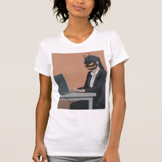 死ぬまで働け – スケルトンのオフィスユーモアハロウィン Tシャツ
