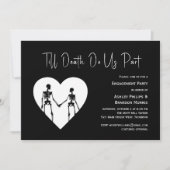 死ぬまで愛を誓うスケルトンの白いエンゲージメント 招待状 (正面)