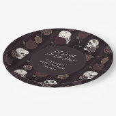 死ぬまで愛を誓う ゴシック スカル＆ローズ ウェディング ペーパープレート (アングル)
