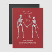 死ぬまで我々のパーツのスケルトン赤い日付を保存 マグネット招待状 (正面/裏面)