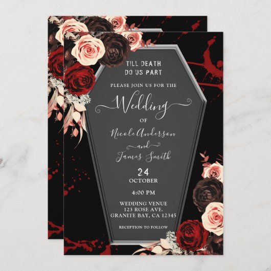 死ぬまで我々の一部の棺フローラゴシック結婚ズ 招待状 (正面/裏面)