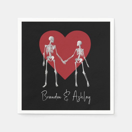 死ぬまで我々の一部はスケルトン黒 スタンダードカクテルナプキン (正面)
