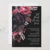 死ぬまで我々の一部ゴシックブラックフローラ結婚ズ 招待状 (正面)