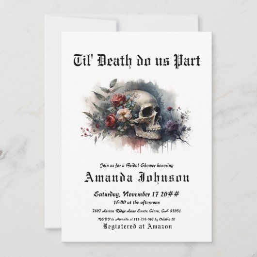 死ぬまで我々の一部ダークムーディーズブライダルシャワー 招待状 (正面)