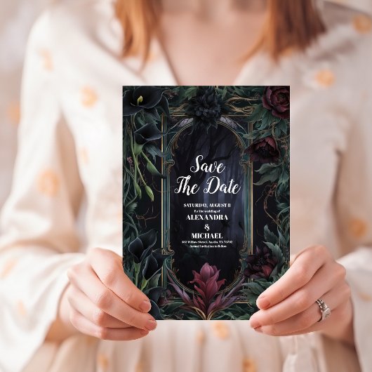 死ぬまで我々はゴシック様式のハロウィン結婚の一部だ セーブザデート