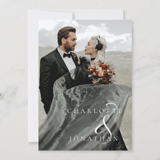 死ぬまで我々はパーティーミニマルモダン結婚の 招待状 (裏面)