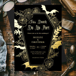 死ぬまで我々は一部ゴシックグラムブラック結婚ズ 箔招待状