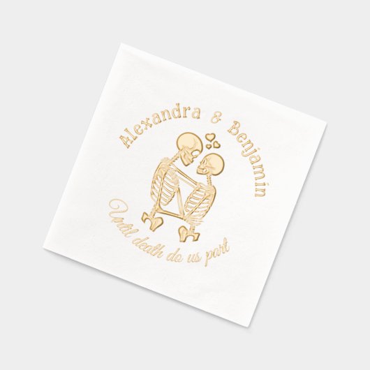 死ぬまで我々はRを受け入れてスケルトンのカップルを部分行う 箔ナプキン (左)