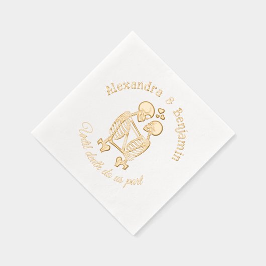 死ぬまで我々はRを受け入れてスケルトンのカップルを部分行う 箔ナプキン (右)