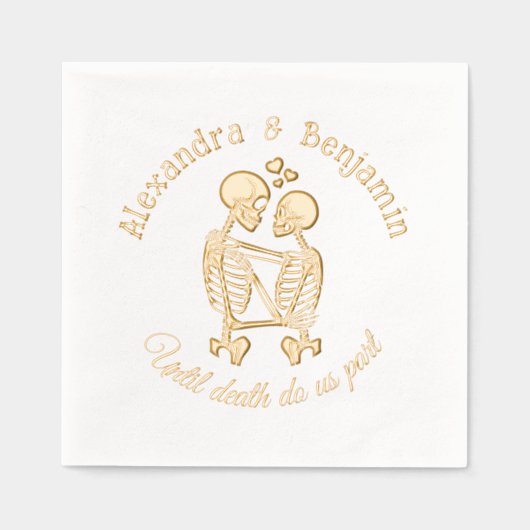 死ぬまで我々はRを受け入れてスケルトンのカップルを部分行う 箔ナプキン (正面)