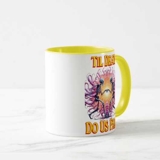 死ぬまで手を握っている2つのスケルトンが我々の部分 マグカップ (正面右)