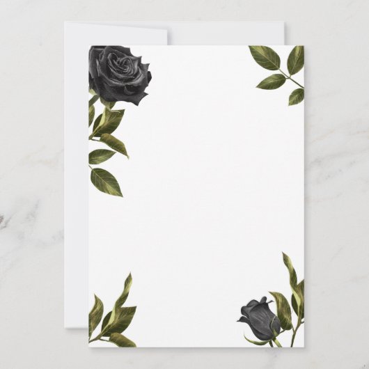 死ぬまで白いゴシックブライダルシャワーの部分 招待状 (裏面)