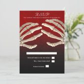 死ぬまで真紅のスケルトン ゴールドウェディング RSVP 招待状 (スタンド正面)