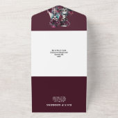 死ぬまで私たちはバーガンディのゴシック様式のカップルのシック オールインワン招待状 (外側)