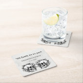 死ぬまで私たちは一部ゴシック様式のスカル結婚式の引き出物 スクエアペーパーコースター (インサイチュ)