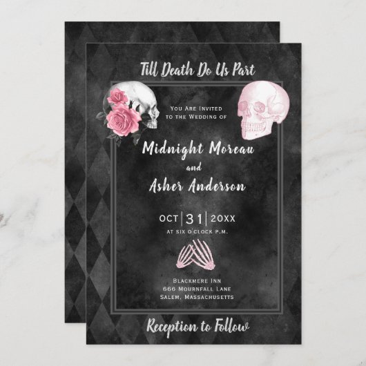 死ぬまで私たちを分かつな 黒薔薇の骸骨 招待状 (正面/裏面)