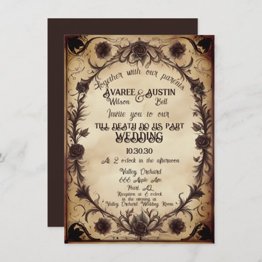 死ぬまで私たちパーツゴシックスタイル結婚ズ 招待状 (正面/裏面)