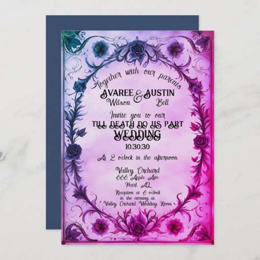 死ぬまで私たちパーツゴシックスタイル結婚ズ 招待状 (正面/裏面)