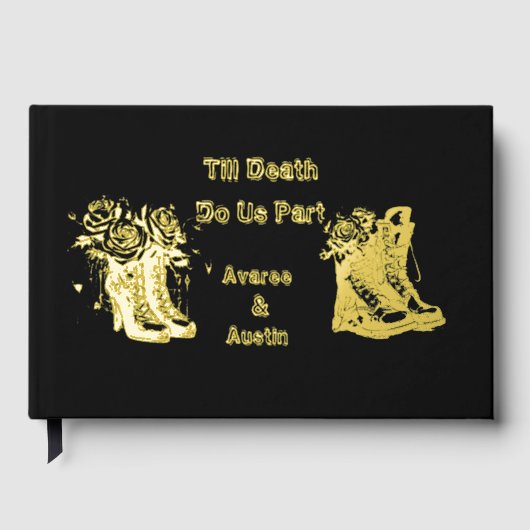 死ぬまで私たちパーツシューズはゴールドフォイルウェディングをブーツ ゲストブック (正面)