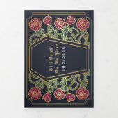 死ぬまで私たちパートバラブルー結婚ゴシック 三つ折り招待状 (カバー)