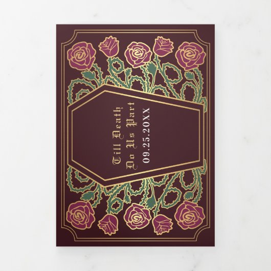 死ぬまで私たちパートバラ赤ゴシック結婚ズ 三つ折り招待状 (カバー)