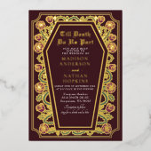 死ぬまで私たちパートバラ赤ゴシック結婚ズ 箔招待状 (正面)