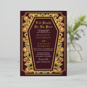 死ぬまで私たちパートバラ赤ゴシック結婚ズ 箔招待状 (立ち正面)