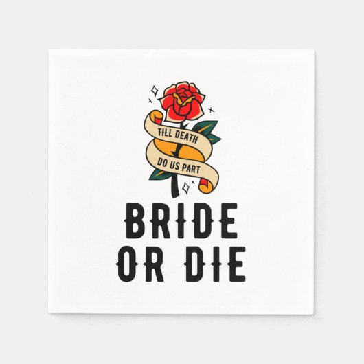 死ぬまで花嫁か死ぬまで私たちを別つまで 結婚前パーティー スタンダードカクテルナプキン (正面)
