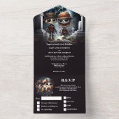 死ぬまで花嫁の骸骨 ゴシック ダークユーモア オールインワン招待状 (内側)