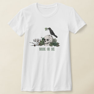 死ぬまで花嫁、またはそれ以上 アイルランドの花のドクロ バチェロレッテパーティー Tシャツ