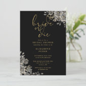 死ぬまで花嫁 ブラック＆ゴールド ゴシック ブライズシャワー 招待状 (スタンド正面)