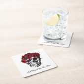 死ぬまで赤いバラのナプキン スクエアペーパーコースター (インサイチュ)