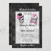 死ぬまで離れない ドクロ トップハット 花 招待状 (正面/裏面)