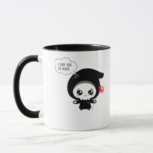 死ぬまで - おもしろバレンタインデーの定番 マグカップ (左)