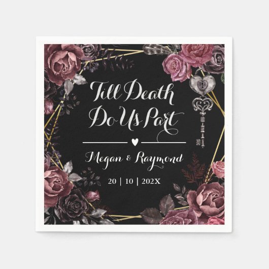 死ぬまで |ゴシックブラックダーク結婚ズ スタンダードカクテルナプキン (正面)