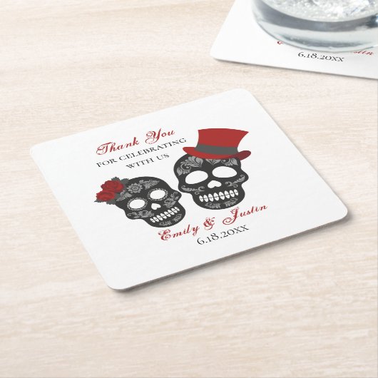 死ぬまで |結婚式の引き出物紙コート スクエアペーパーコースター (アングル)