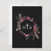 死ぬまで |黒ゴシック色の濃い花模様 招待状 (裏面)