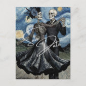 死ぬまで Skeleton Van Gogh ゴシック セーブ・ザ・デート ポストカード (正面)