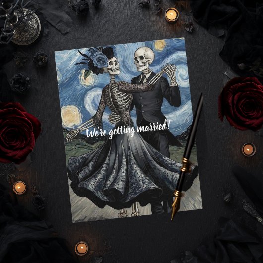 死ぬまで Skeleton Van Gogh ゴシック セーブ・ザ・デート ポストカード