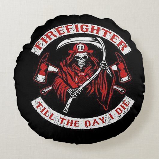 死ぬ日まで消防士 ラウンドクッション (正面)