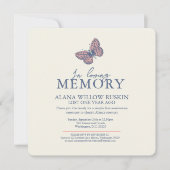 死のアニバーサリーコーラルクリームバタフライ写真 招待状 (正面)