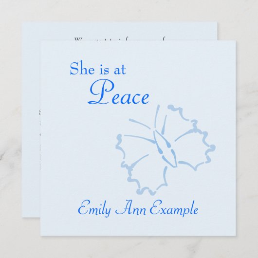 死のカスタマイズ可能な発表 – 蝶 招待状 (正面/裏面)